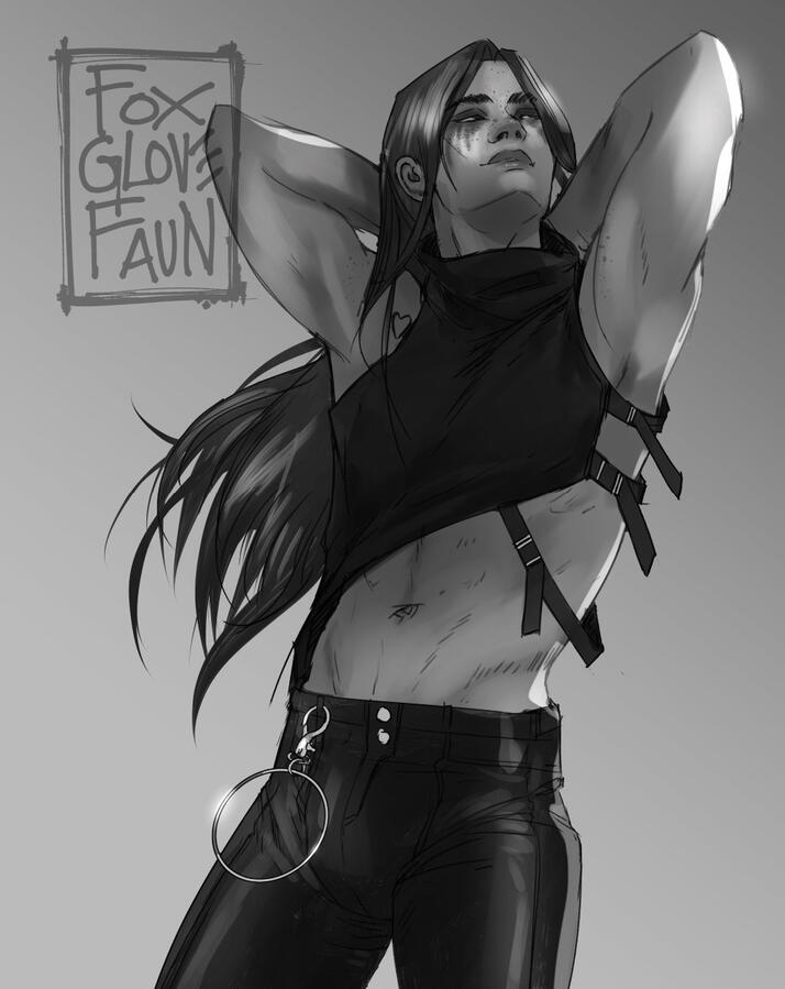 shaded half body sketch